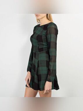 Reformation green and black plaid mini dress